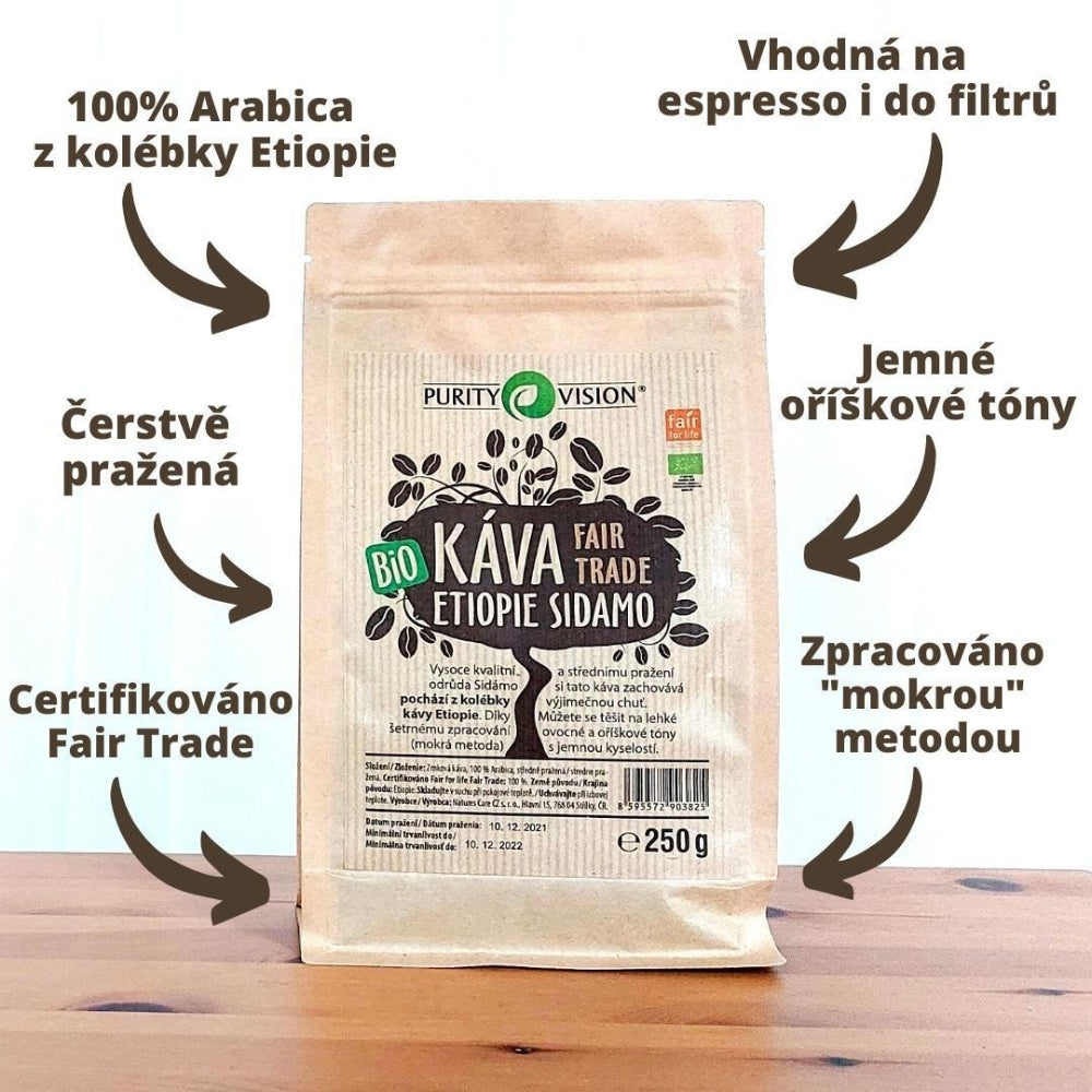 Βιολογικοί κόκκοι καφέ Fair Trade Αιθιοπία Σιντάμο 250 γρ