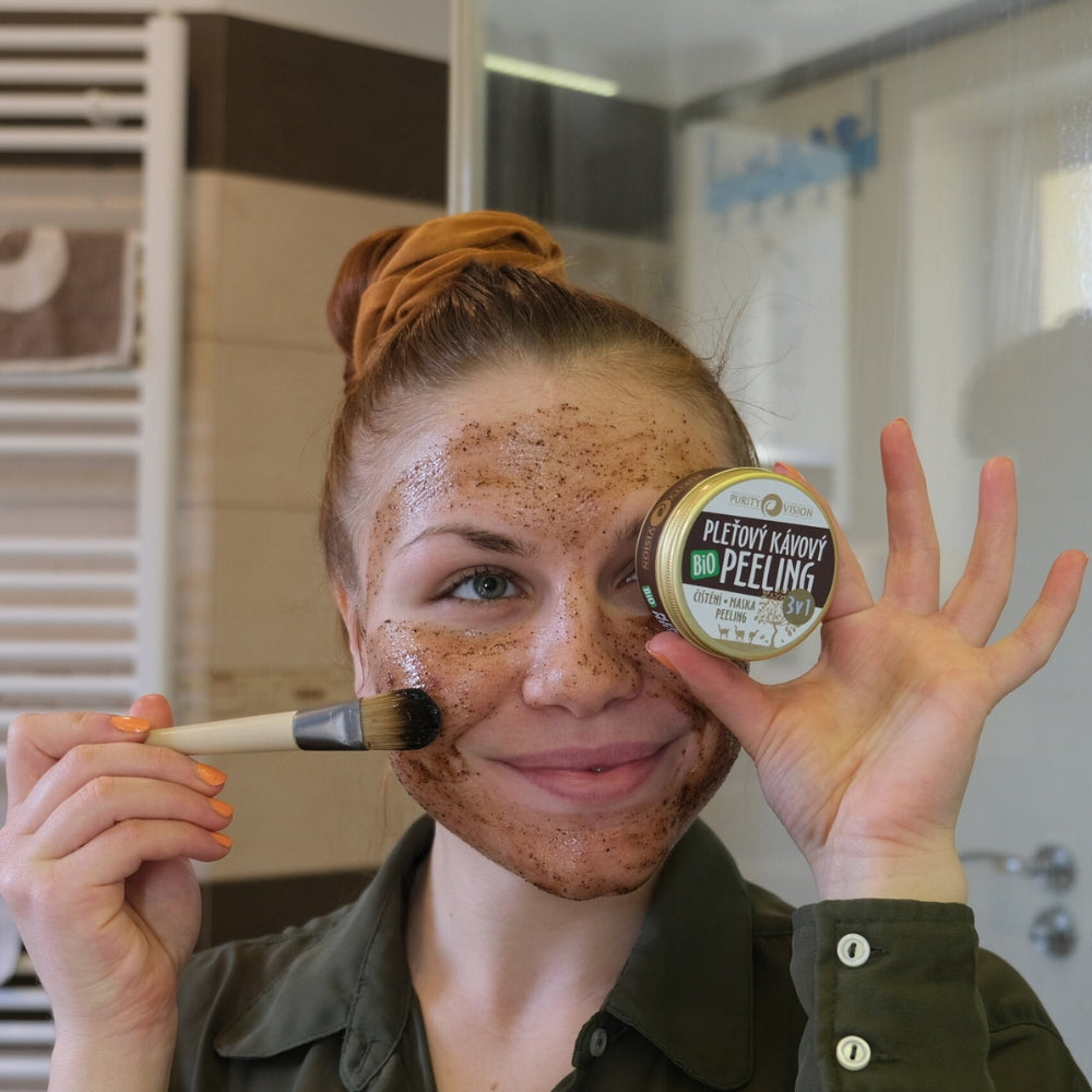 Βιολογική μάσκα peeling προσώπου 3σε1 με καφέ 70 ml